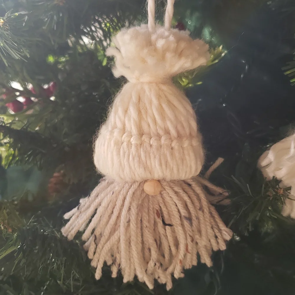 Handmade Gnome Bearded Holiday Christmas Ornaments Set Of 2